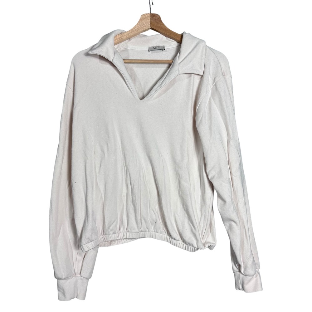 AYR Pima Cotton Modal Collared Pullover Top Cream White L
Sweatshirt Luxe basics